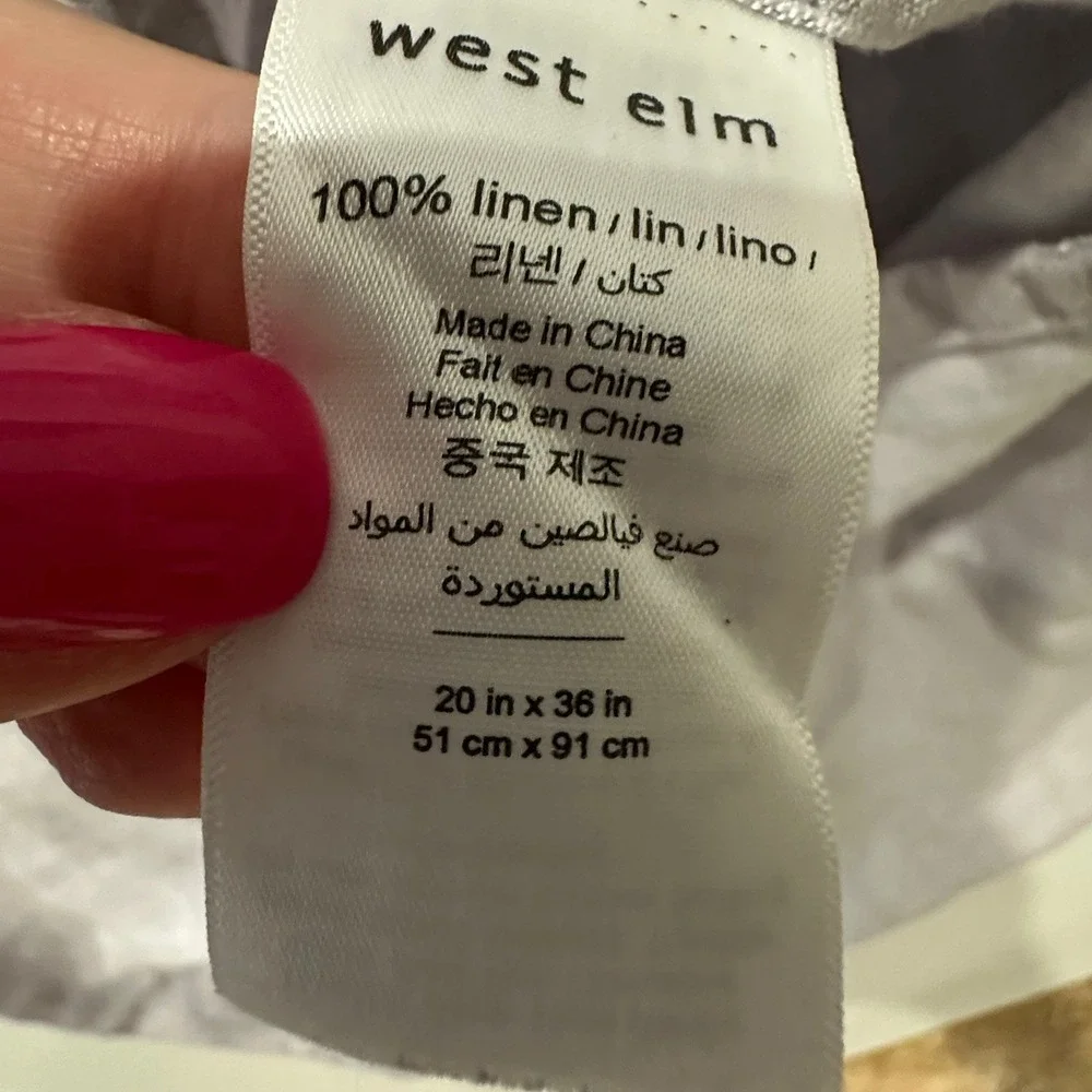 West Elm 100% Linen King Size Pillowcase Sham‎ Light Lavender 20 X 36 Inches